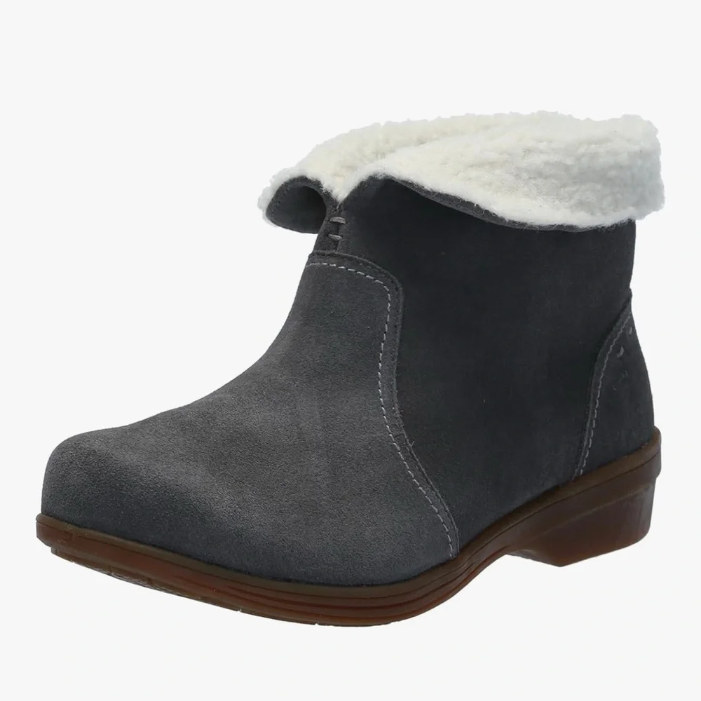 SPENCO size 7 NWT no box charcoal /Gray Suede Ankle Boots with Faux Fur Lining..